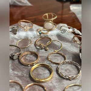 Silver and gold tone ring lot